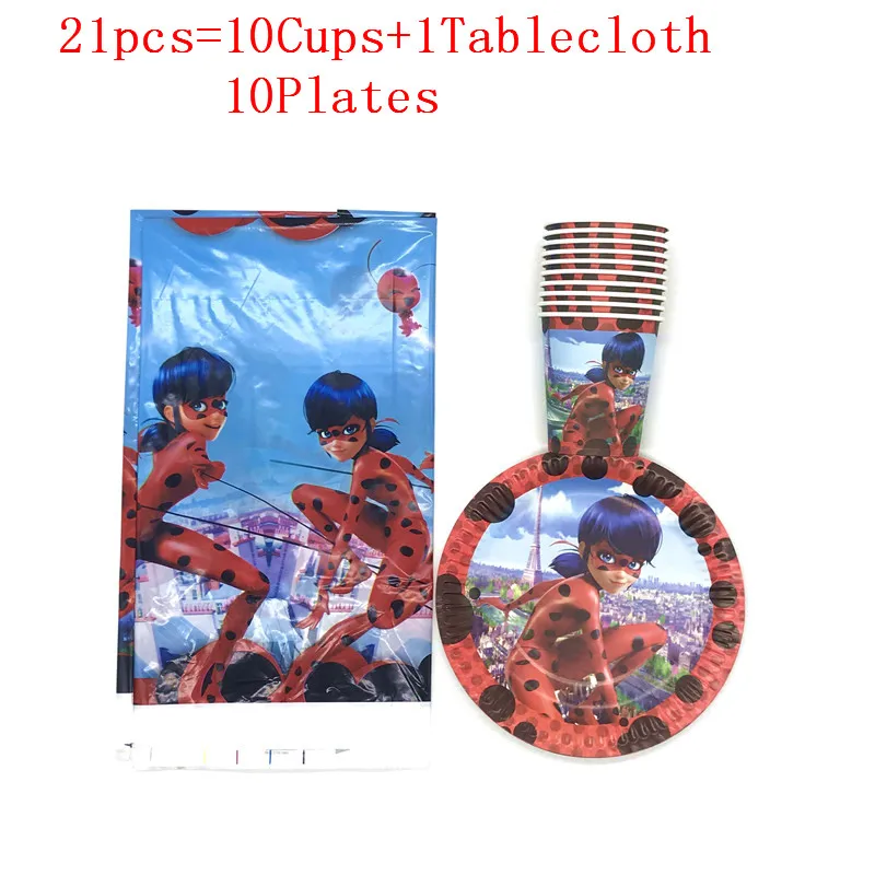 

Cartoon Ladybug Girl 21Pcs/41Pcs Girl Birthday Party Tableware Sets Decoration Wedding Birthday Cup Plate Tablecloth Supply