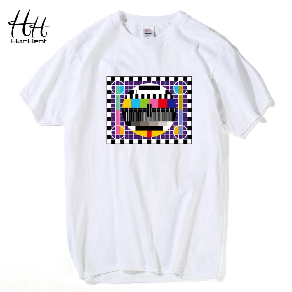 

HanHent TV Test card Fashion T-shirt The Big Bang Theory Short Sleeve Cotton Tshirts Summer Style Male O-neck T shirts Signaling