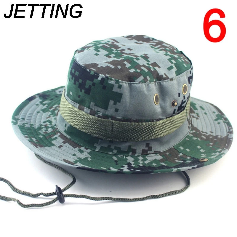 Summer Men Women Camouflage Bucket Hat With String Fisherman Cap