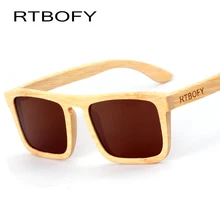 RTBOFY Wood Sunglasses Men Bamboo Polarized Square Sunglasses Brand Designer Mirror Original Wood Sun Glasses For Men Eyewear