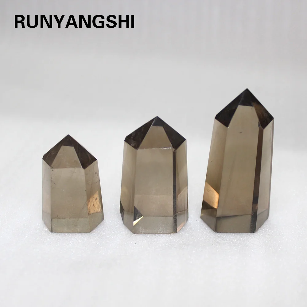 

Natural Smoky Quartz Crystal Stone Six prism Crystal column Gem Hexagonal Prism for Handcraft Reiki Single point Terminated