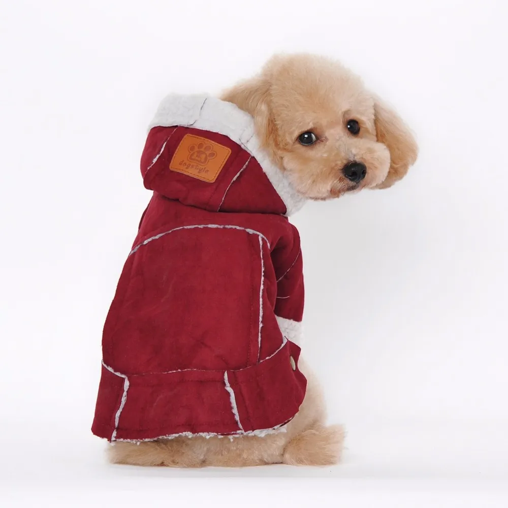 Зимняя теплая куртка из замши для собак, теплая куртка для собак, утепленное пальто с капюшоном для маленьких собак, пальто для больших собак, ZL264-3