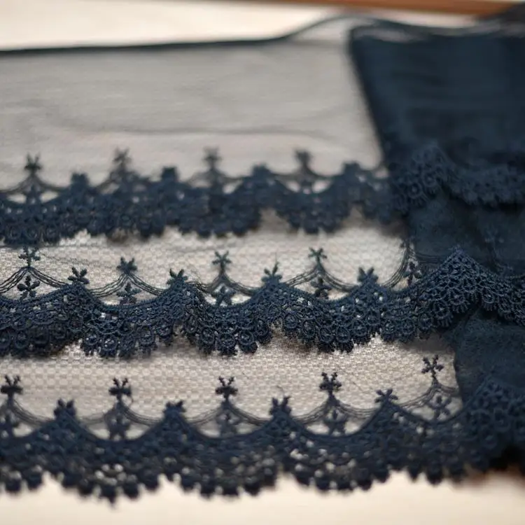 Buy Three black mesh bottom embroidered lace soluble