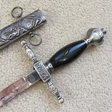 S0063 серебряный святой ангельский средневековый русский миниатюрный меч саблей W/SCROLLWORK GLOBE 15"