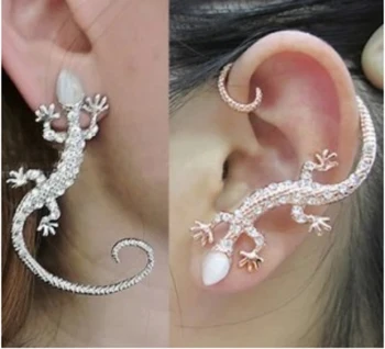 

SexeMara Korean New Fashion Jewelry Crystal Earrings Luxury Exaggerated Gecko Lizard Stud Earrings Elegant Female Earrings