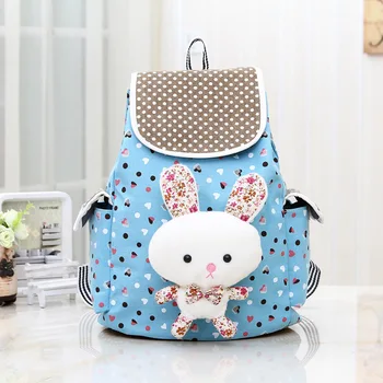 

150pcs/lot Canvas Backpack For Women Girls Satchel School Bags Children Cute Rucksack School Backpack Cartoon Women Bags