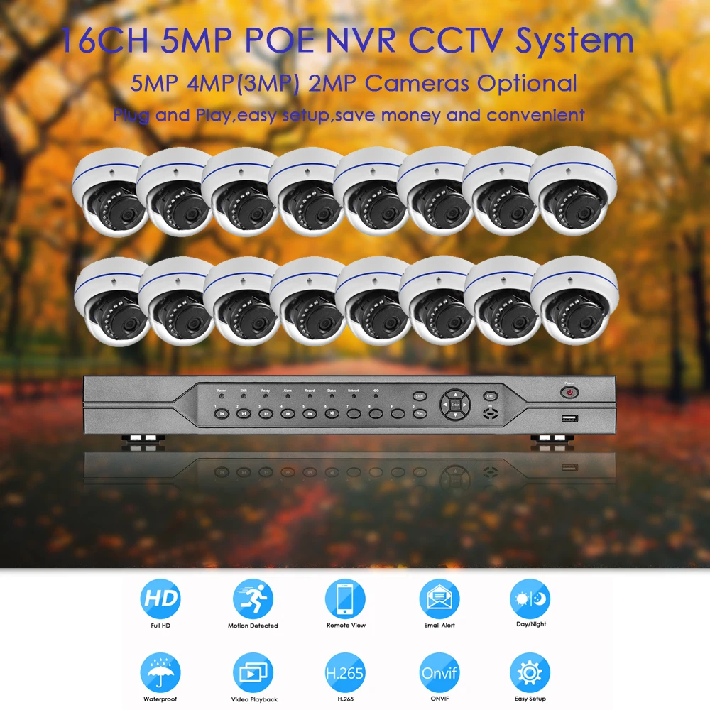 Gadinan H.265 16CH 5MP POE NVR система видеонаблюдения 5MP 335E 4MP 3MP 2MP 1080P Аудио Микрофон POE ip-камера P2P комплект видеонаблюдения