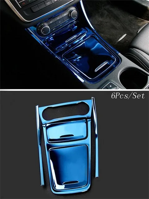 Автомобильный Стайлинг, наклейки из нержавеющей стали, Крышка для автомобиля, центральная консоль, боковые планки, рамка для Mercedes Benz CLA GLA A Class W117 C117 X156 - Название цвета: Blue