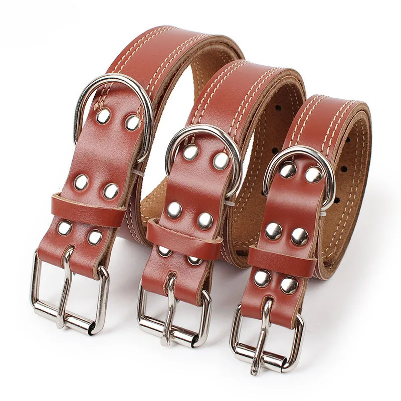 PU Big Dogs Collars Golden Retriever Bulldog Leash Collar Medium Large