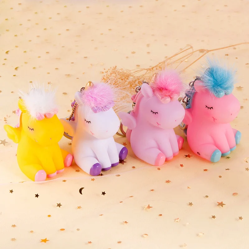 

Rainbow Animal Unicorn Keychain Fluffy Rabbit Fur Ball Key Chain Pompom Artificial Rabbit Fur Key Ring Women Car Bag Decoration