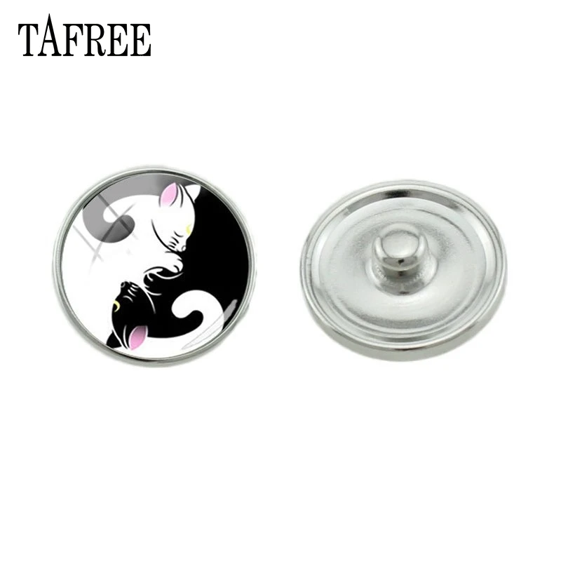 

TAFREE 5pcs/lot Cartoon Black Cat Photo Glass Cabochon Photo Snap Button Metal DIY Jewelry Findings 10mm/16mm/18mm NS103