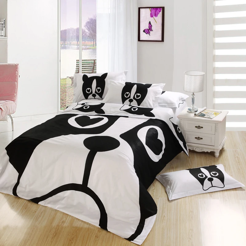 Dog print bedding 100 Cotton love bulldog comforter set, Twin/Queen