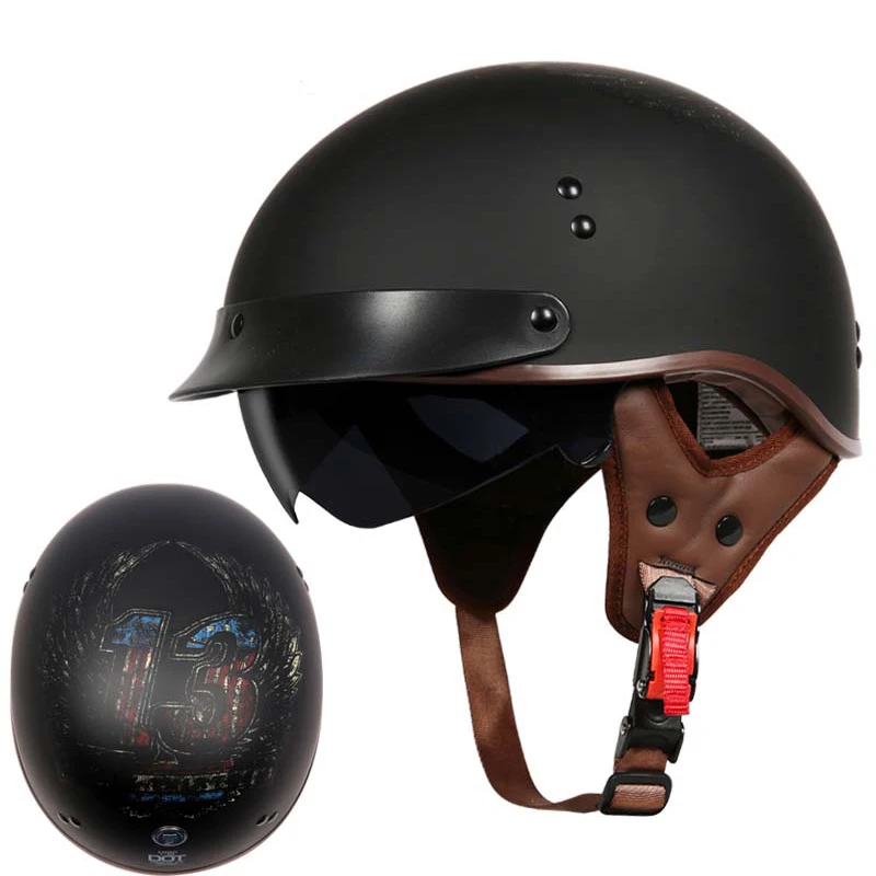 TORC T55 moto rcycle шлем, винтажный шлем Ретро Скутер половина шлем с внутренним козырек объектив casco moto в горошек - Цвет: 5
