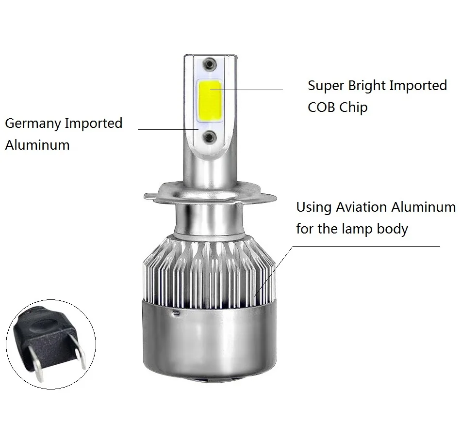 Светодиодные лампы для автомобильных фар 12 В 24 6000k C6 H7|Передние LED-фары авто| |