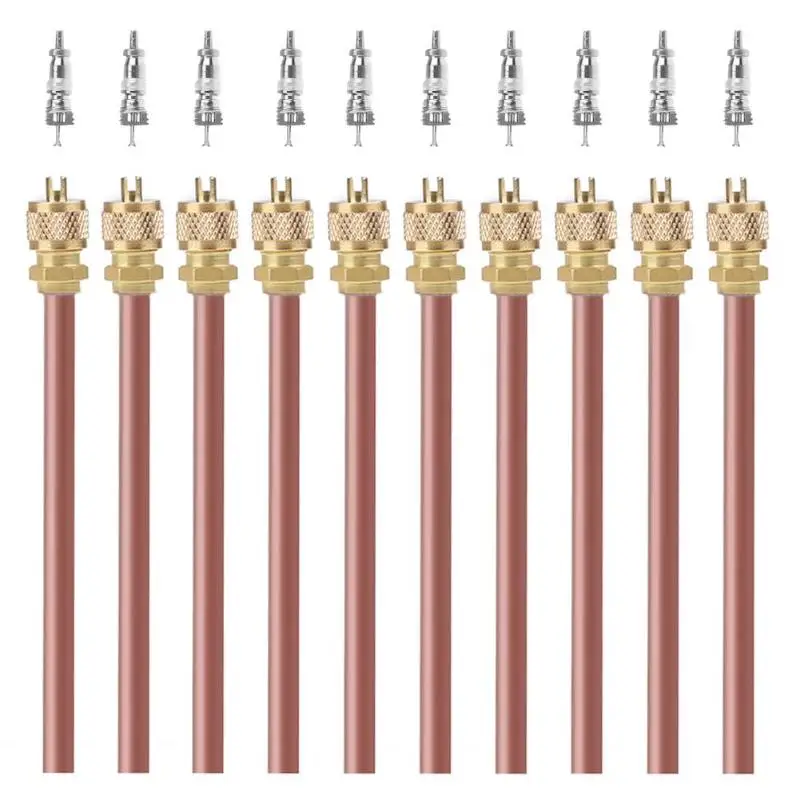 

10pcs A/C Air Conditioning Refrigeration Service Access Valve+ Core Set 1/4in SAE x 1/4in OD x 4in Stem Tool Accessories