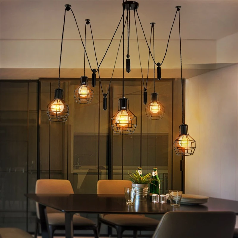 Europa vintage Loft Style Industrial jaulas de hierro colgante de luces de barra de Bar desván de lámpara del alambre decoración de casa luces para el hogar iluminación|light magnifier lamp|light led
