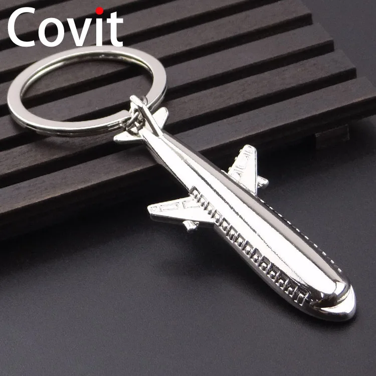 

Covit swordfish aircraft key chain clasp 3D stereo metal Boeing 747 civil aviation aircraft key hanging bag car key ring gifts