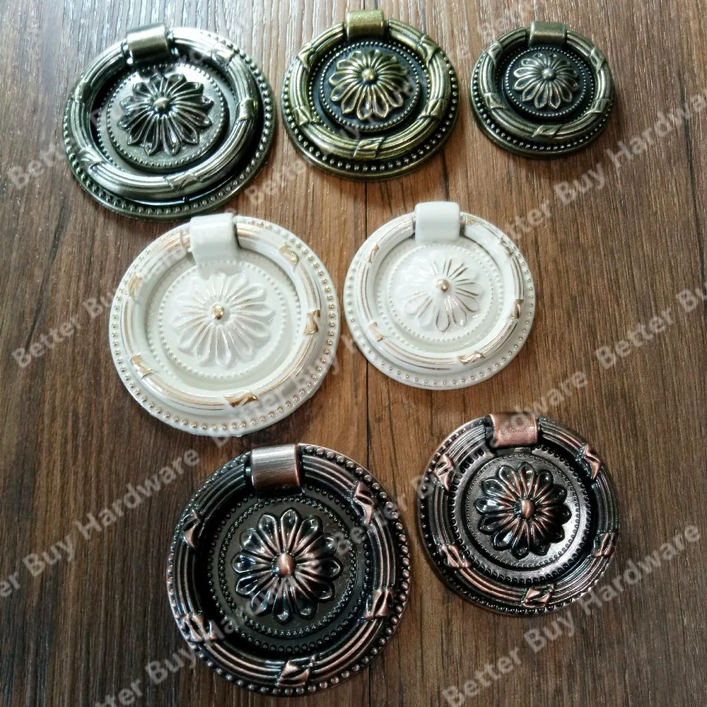 Dia. 38mm/47mm/56mm Ring Style single hole antique brass color knob zinc alloy furniture cabinet antique handle drawer pulls