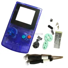 Горячая прозрачная синяя ракушка крышка с логотипом для GameboyColor Замена игра Аксессуары Корпус Полный комплект с красочными кнопками клавиатуры