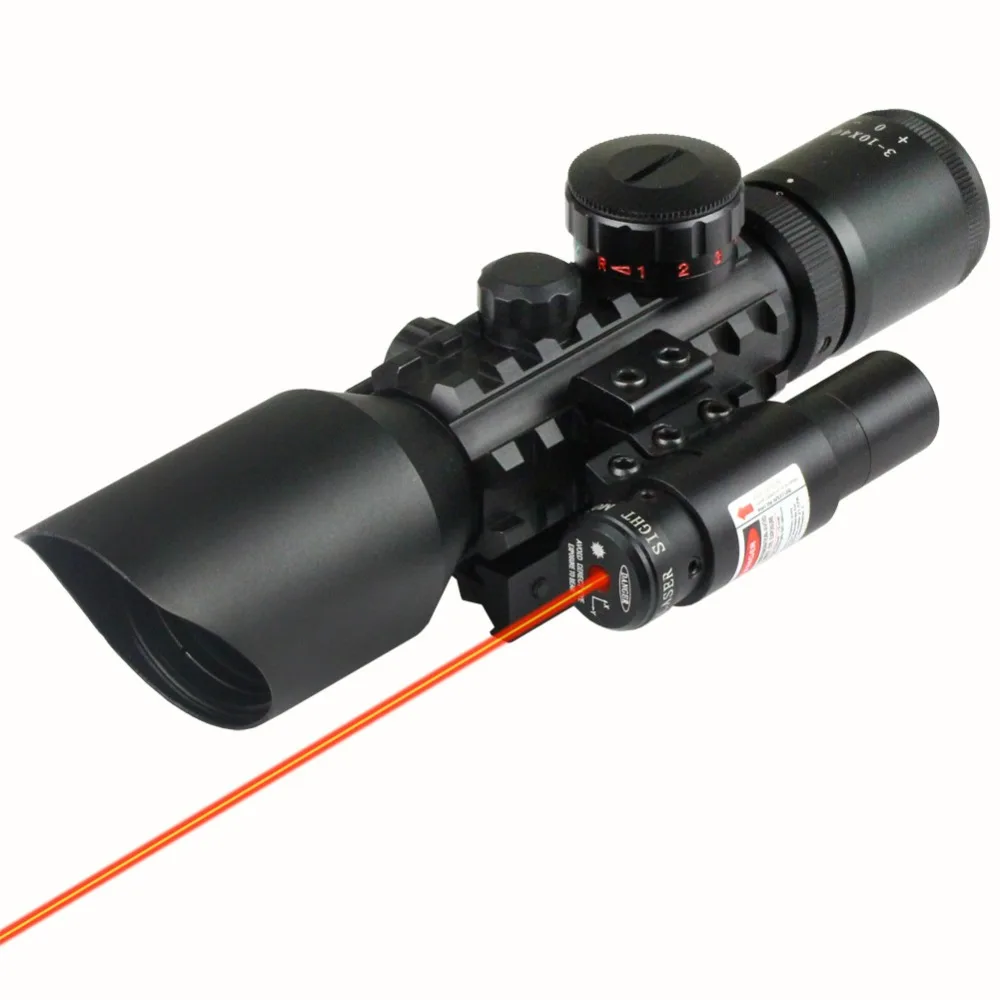 

3.5-10x 40 Red & Green Dot Reticle Sight Rifle Scope With Red Laser For 20mm Rail