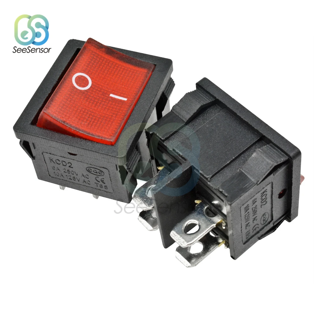 KCD5 клавишный переключатель 6A 250VAC/ 15A 250VAC вкл. ВЫКЛ. 2 позиции 4 контакта 6 контактов