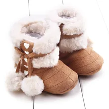 Moda Bolas Duplas Inverno Do Velo Do Bebê Sapatos Infantil Sapatos de Sola de Borracha Botas De Neve Da Menina do Menino de Lã Fur Sapatinho Macio Sole Berço bebe sapato