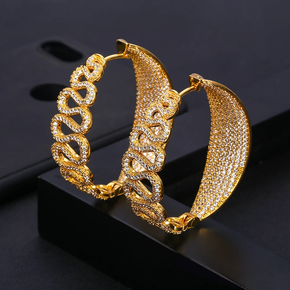 Janeklly модные геометрические круглые серьги-кольца для женщин аксессуары Полный кубический цирконий серьги ювелирные изделия pendientes mujer moda
