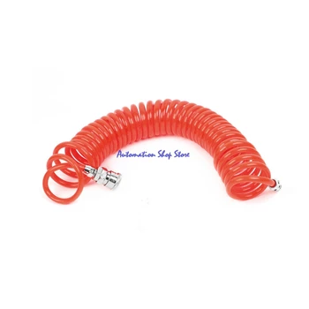 

Orange Pipe 6M 29.5 Ft 8mm x 5mm Flexible PU Recoil Hose Tube for Compressor Air Tool w 1/4" PP20 SP20 Pneumatic fittings