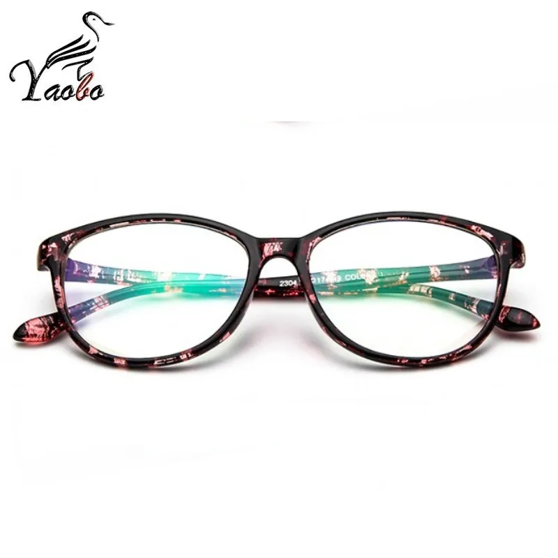 Трендовая оправа для очков в стиле кошачьи глаза прозрачные линзы женские Брендовые очки оптические оправы близорукость поддельные черные очки - Цвет оправы: RED FLOWER