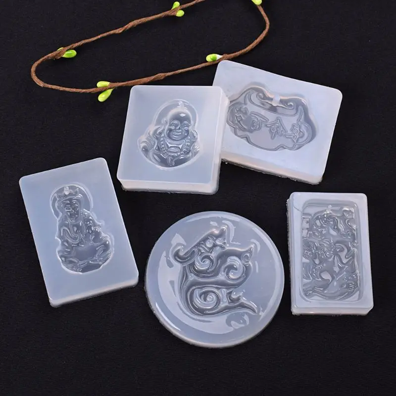 

5Pcs Buddhism Jade Pendant Silicone Mold Kit Epoxy Resin Jewelry Making Tools