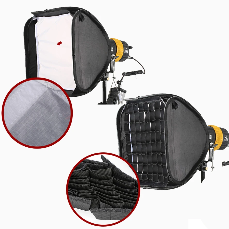 ALUMOTECH 3x80W LED Spotlight With V-mount Power+StandX3+SoftboX3 Kit For Studio Camera Video Photo
