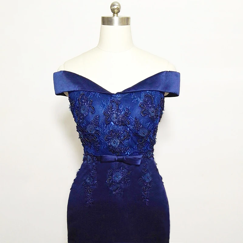 E JUE SHUNG Dark Navy Blue Lace Mermaid Evening Dresses Long 2018 Off the Shoulder Sexy Prom Dresses Long Party Dress abiye E JUE SHUNG Dark Navy Blue Lace Mermaid Evening Dresses Long 2018 Off the Shoulder Sexy Prom Dresses Long Party Dress abiye