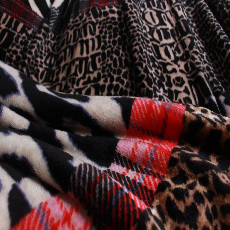 Одеяло с леопардовым принтом в черную полоску из флиса в стиле пэчворк, мягкое теплое покрывало на диван-кровать 200x220 см, простыня для постельных принадлежностей