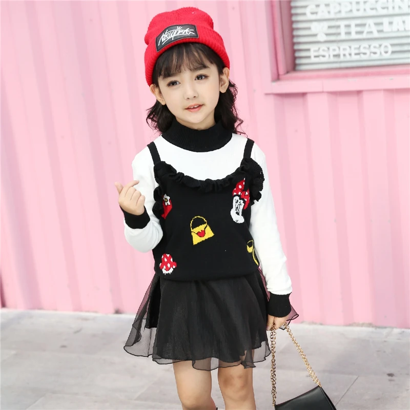 

Girls Sweaters Mickey Mouse Clothing Baby Girl Winter Clothes Heart-shaped Love Sweater Kids Sweaters Teenage Boys Clothing 2-6Y