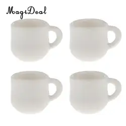MagiDeal 4 шт./лот 1/12 весы куклы дом Миниатюрный белый кафе чай напиток чашки кружки для кофе магазин чай дом ресторан кухня