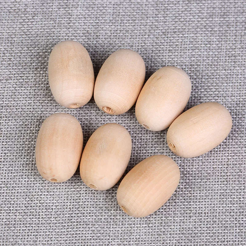 Wd090(20),30*20mm Unfinished Natural Oval Wooden Beads Egg Shaped Rugby