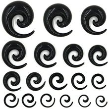 1 пара, черные, белые акриловые ушные спиральные конусные носилки, расширитель, туннель, пробки, пирсинг, ювелирные изделия для тела, 16 г до 1 дюйма