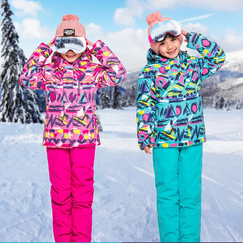 Детский лыжный костюм высокого качества для девочек лыжный костюм для мальчиков альпинистские костюмы теплая одежда ветрозащитная Водонепроницаемая дышащая