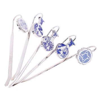 

Metal Bookmark Vintage Porcelain Vase Bookmark for Books Blue And White School Stationery Items Unique Gift
