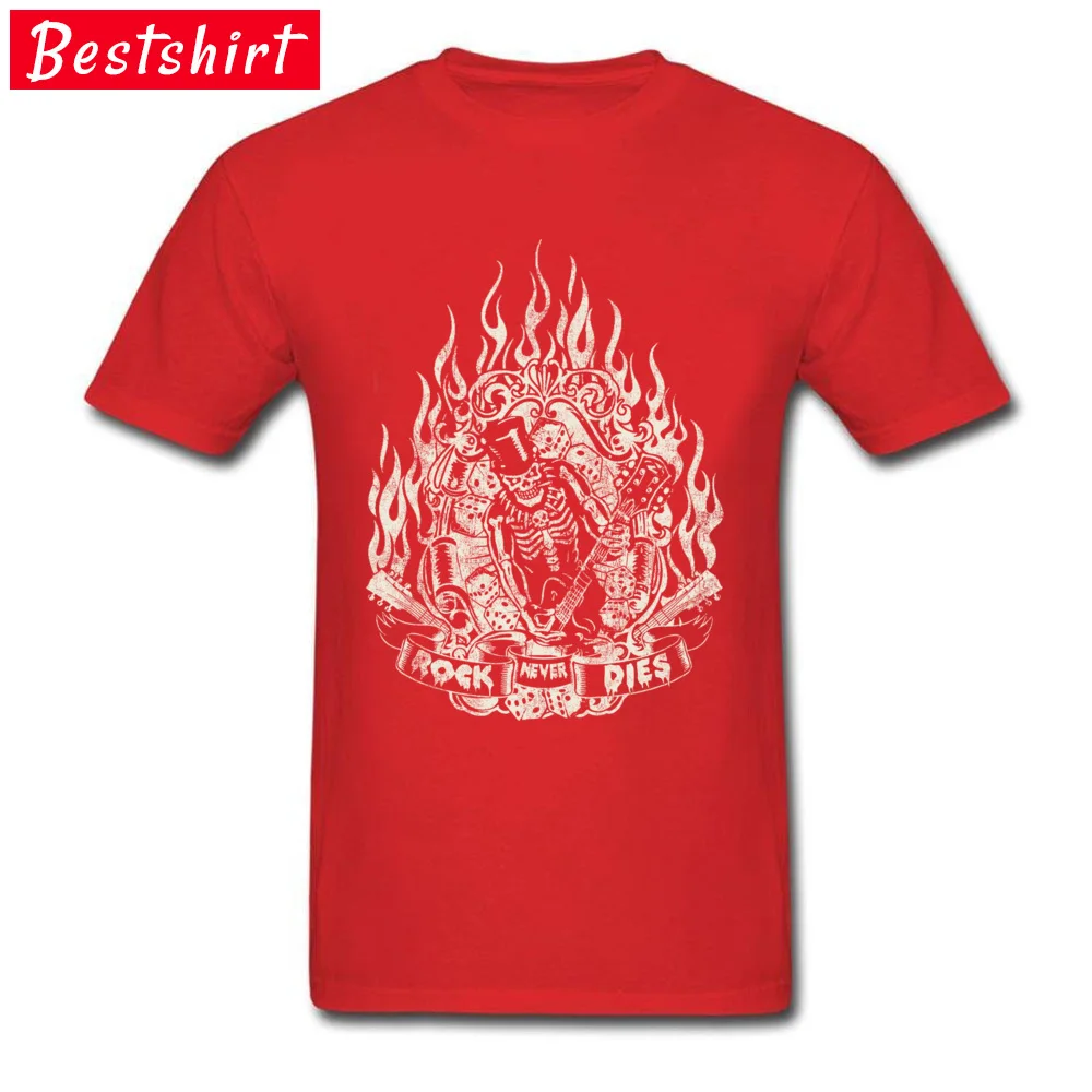 Custom Rock Never Dies Short Sleeve Summer Autumn Tops & Tees Brand New O Neck 100% Cotton Fabric Tops Tees Men Top T-shirts Rock Never Dies red