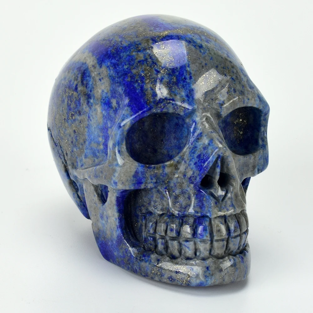 2" Skull Healing Crystal Natural Lapis Lazuli Figurine Decor Carved Ornament 