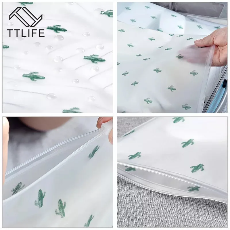 TTLIFE 5 أحجام إيفا الصبار شفافة ماتي شفافة للماء السفر حقيبة التخزين الغبار واقية مختومة مشبك صندوق تخزين ملابس
