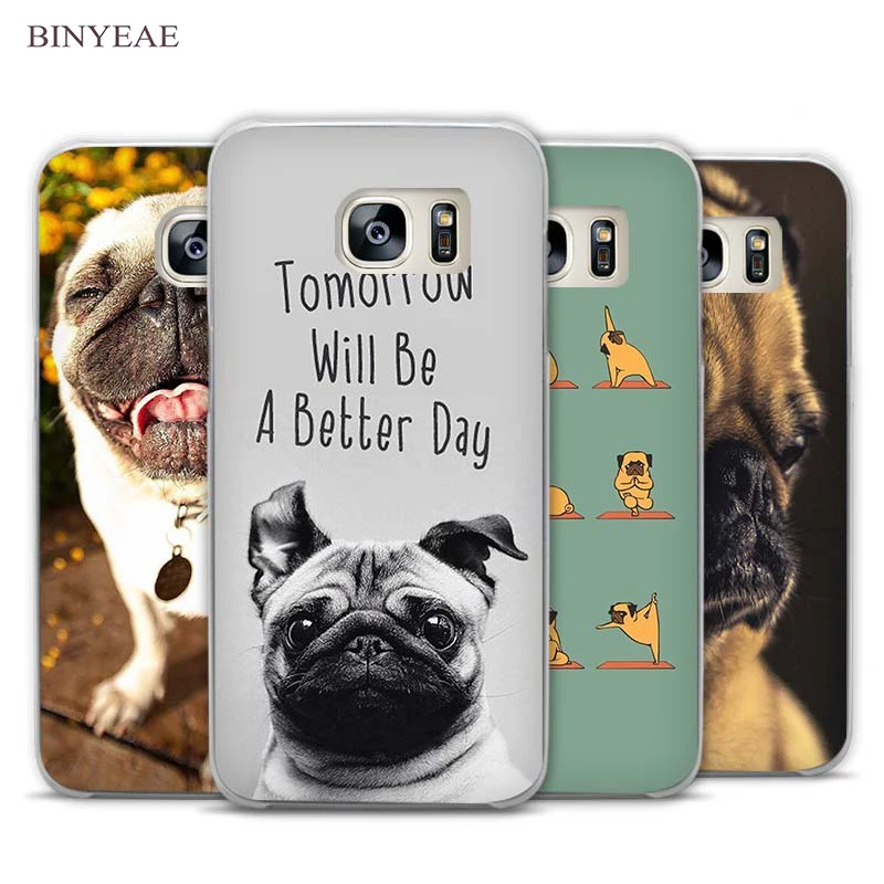 

BINYEAE Funny Pug Doing Yoga Clear Phone Case Cover for Samsung Galaxy Note 2 3 4 5 7 S3 S4 S5 Mini S6 S7 S8 Edge Plus