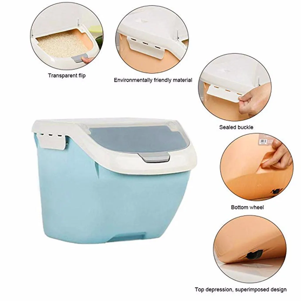 

Rice Container Storage Cereal Containers Plastic and Sealed Against Moisture Sealing Buckle Reinforcement Sealing Food Storages