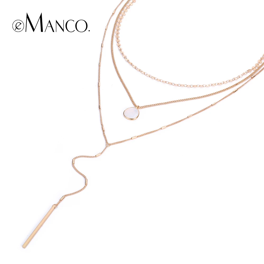 e-Manco Three Layers Choker Necklaces For Women Crystal Charm Long Statement Necklace Femme Gift Women Accessory Fashion Jewelry