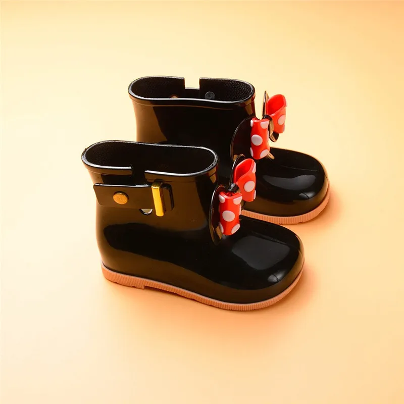 children's rain shoes girls Kids Children Baby Girls Bowknot Dot Rubber Waterproof Student Boots Rain Shoes #4M02 (19)