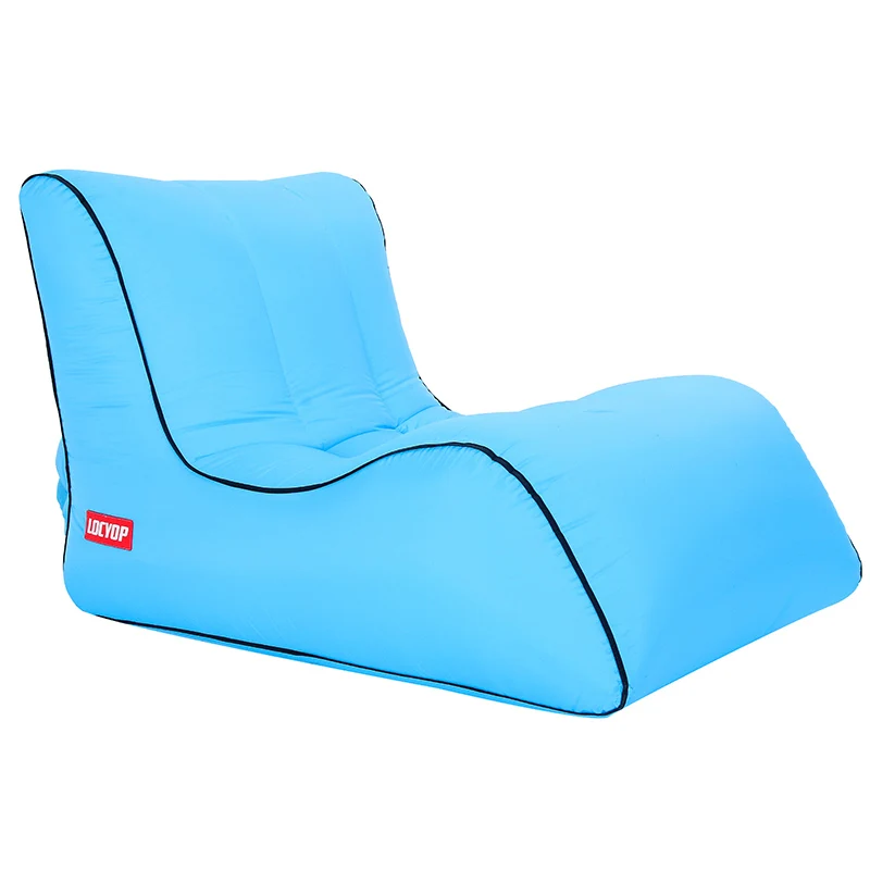 Пляжный надувной диван кресло beanbags портативный одиночный влагостойкий ленивый диван-кровать открытый воздушный мешок фасоли садовый коврик - Цвет: Небесно-голубой