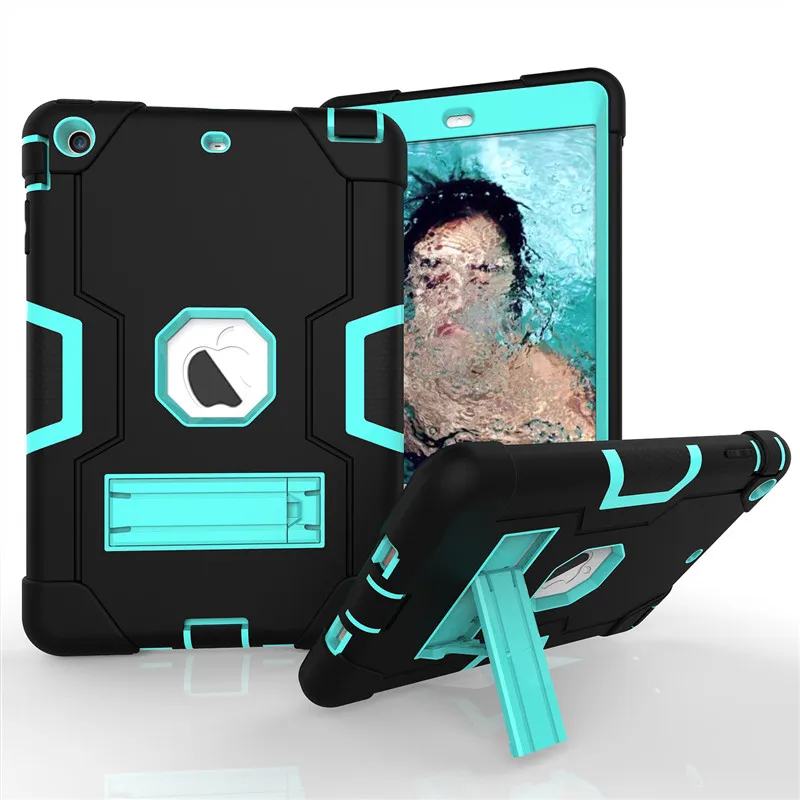 

Hybrid Stand Hard PC+TPU Rubber Armor Case For iPad Mini 1 2 3 7.9 inch Kickstand Heavy Duty Rugged Shockproof Cover+Film+Stylus