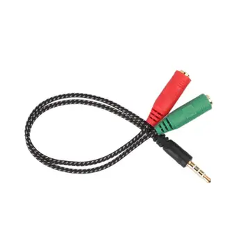 

Cable Adapter 2 In 1 Splitter 4 Pole 3.5mm Audio Earphone Headset to 2 Female Jack Headphone Mic Audio Cable 3 pole for PC