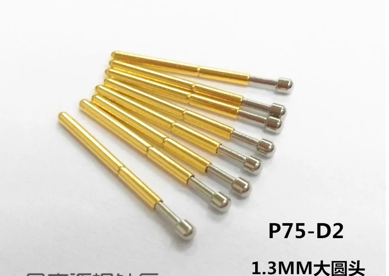 Sonda de Teste de Precisão Pequena Cabeça Redonda Grande Teste Primavera Dedal 100 Peças Pcb P75-d2 1.3 mm